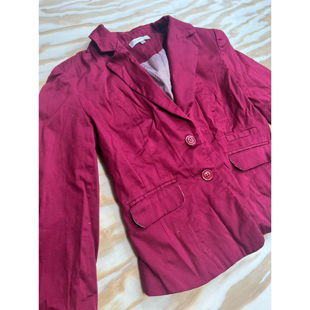 A'Gaci Womens Berry Red Two Button Tailored Blazer Jacket Size M Pinstripe - Picture 3 of 5